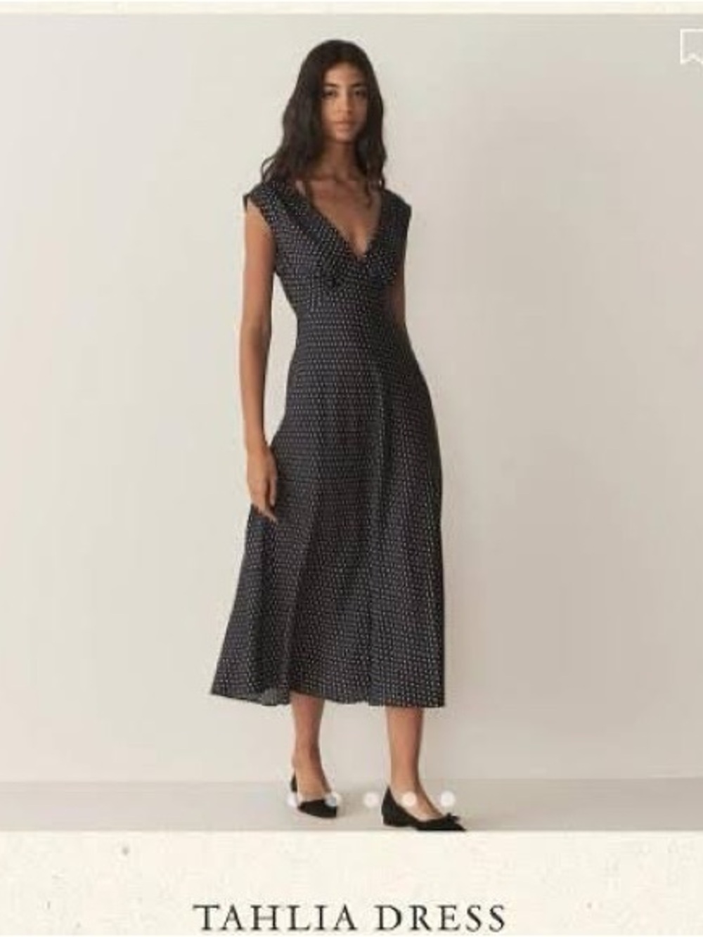 NWT Doen Tahlia belted polka-dot silk-blend twill midi dress - Picture 1 of 8